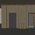Two Modern Elevators With Wooden Wall Panels Metal Accents And Floor Indicator Board