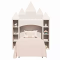 Kids Castle Themed Table And Chair Set With Pink Design And Storage Shelves