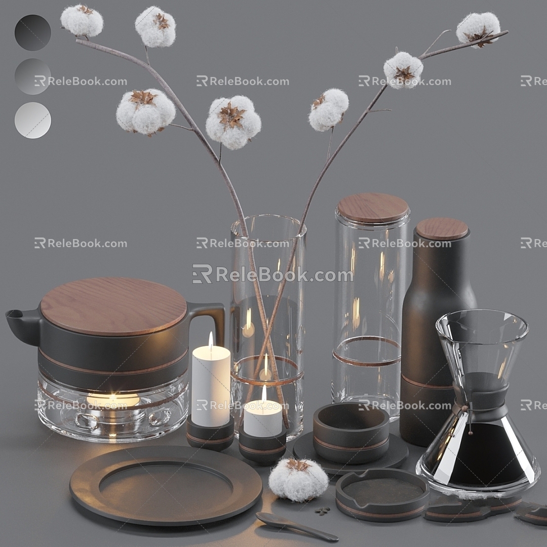 Modern jewelry ornaments combination dried flower concrete best dark gray 3d model