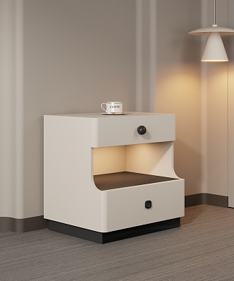 Bedside Table Cream Style Simple Drawer Chandelier Bedside Lamp Panel Furniture Wood Floor Coffee Furniture Product Induction Lamp Smart Bedside Cabinet 3d model