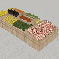 Wooden Fruit Display Shelf with Multi tiered Design and Assorted Fresh Fruits