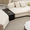 Modern Minimalist Living Room With Sofa Coffee Table Set Floor-to-Ceiling Windows And City View