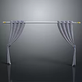 Gray Curtain With Decorative Rod And Modern Fabric For Home Decor
