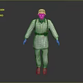 Vintage Military Character in Old Style Uniform with Hat Backpack Trousers and Boots