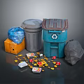 Household Waste Management Supplies Including Trash Bins Recycling Containers And Garbage Bags