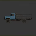 Vintage Blue Truck With Open Cargo Bed Classic Grille And Large Wheels