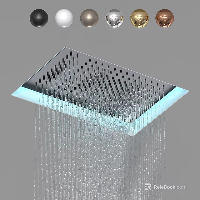 Modern Square Shower Head Faucet With Multiple Water Jets And Rainfall Design 3d model 