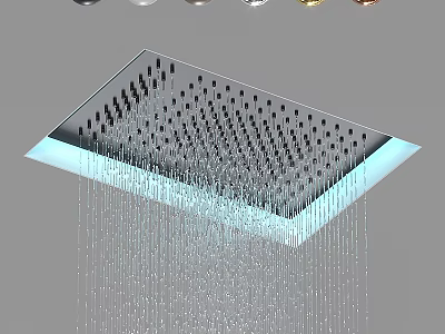 Modern Square Shower Head Faucet With Multiple Water Jets And Rainfall Design 3d model
