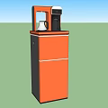 Brown And Black Standing Household Appliances With Top Unit And Storage Cabinet
