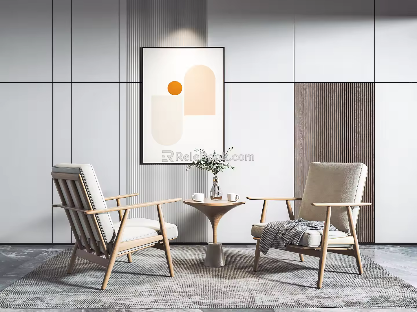 Nordic leisure sofa combination single chair side combination 3d model
