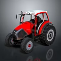 Modern Red And White Agricultural Tractor With Large Wheels And Cabin Design