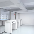 Clean Spacious Laboratory With Modern Ceiling Lights 3d model