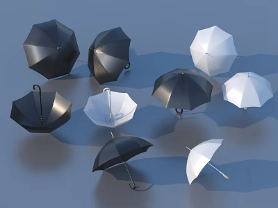 Black and White Stylish Open Umbrellas for Everyday Daily Use Essentials 3d model Black and White Stylish Open Umbrellas for Everyday Daily Use Essentials 3d model