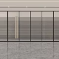 Modern Interior Partition With Black Frame Blinds Design And Marble Floor Plants 3d model