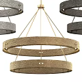 Modern Two Tiered Circular Chandelier With Textured Metallic Frame Design 3d model