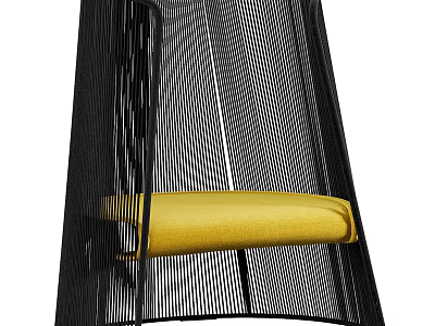 Modern Leisure Chair with Black Mesh Frame and Yellow Cushion 3d model