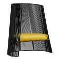 Modern Leisure Chair with Black Mesh Frame and Yellow Cushion