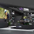 XIMA Exhibition Booth Featuring Green Racing Car Large Screen and Display Figures