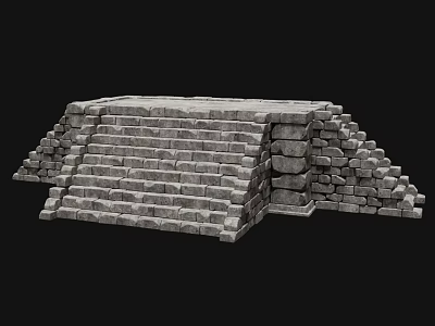 Ancient Stone Architecture Stepped Platform Structure With Stacked Stone Blocks 3d model