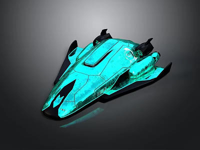 Futuristic High Tech Equipment With Aerodynamic Teal Glowing Structure Design 3d model