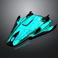 Futuristic High Tech Equipment With Aerodynamic Teal Glowing Structure Design