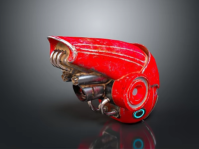 Red Mechanical Design Fashion Jewelry With Metallic Components And Blue Gemstone Details 3d model