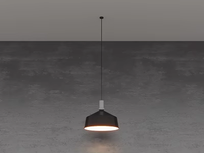 Modern Minimalist Pendant Light Hanging Over Gray Concrete Wall With Warm Glow 3d model
