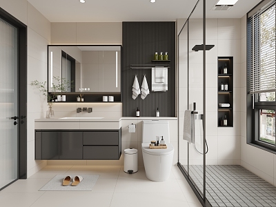 Modern Cream Style Toilet Bathroom Cabinet model