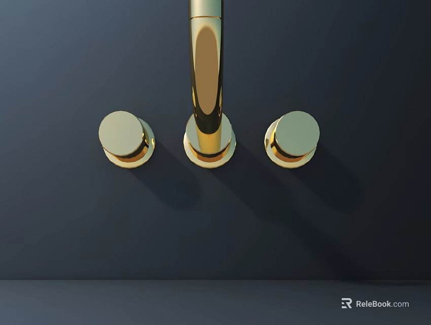 Elegant Golden Modern Door Handle Design With Round Elements On Dark Background 3d model