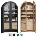 Wooden Storage Cabinets with Glass Doors Open Shelves Books and Decorative Items