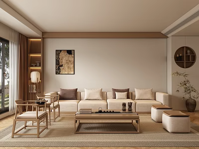 Song Style New Chinese Style Living Room Sofa 3d model