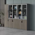 Modern Interior File Cabinet With Glass Doors Wooden Panels And Organized Files Books
