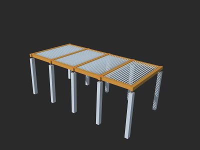 Garden Decorative Plant Stand with Wooden Frame Metal Legs and Grid Surface 3d model