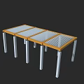Garden Decorative Plant Stand with Wooden Frame Metal Legs and Grid Surface