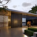 Modern Entrance Gate Design With Louvered Panels Dark Wall And Water Feature