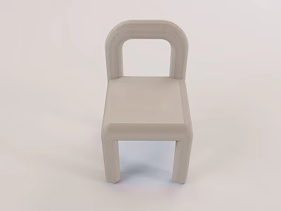 Modern Beige Single Chair with Curved Backrest and Padded Seat Design 3d model