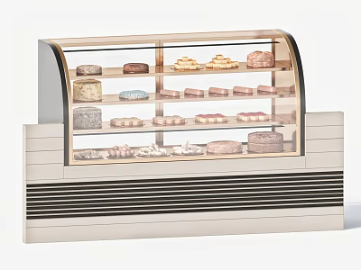 Elegant Pastry Display Case With Glass Door And Various Dessert Shelves 3d model