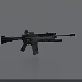 Black Tactical Rifle With Scope And Tactical Accessories In Floating 3d model