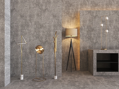 Modern lamps and lanterns combination creative floor lamp table lamp 3d model