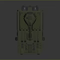Green Armored Military Vehicle With Tracked Propulsion And Top Railing Structure