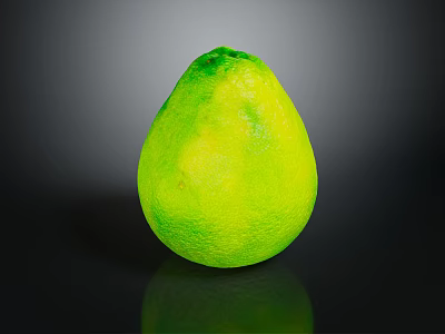 Vibrant Green Citrus Fruit Placed On Black Surface With Shiny Reflection 3d model