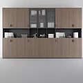 Modern Wooden Bookcase With Glass Cabinets Open Shelves Closed Storage Holding Books And Decorative Items