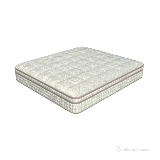 High Quality Mattress With Patterned Surface Stitched Edges And Comfortable Design 3d model 
