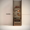 Modern Wooden Wine Cabinet Design With Decorative Shelf And Storage Drawer