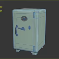 Vintage Light Green Safe With Golden Lock Handle And Circular Logo