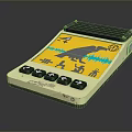 Vintage Handheld Computer Device With Yellow Screen And Control Buttons