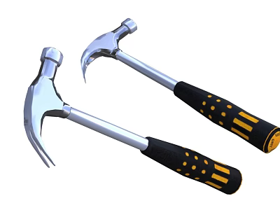 Hardware Tools Claw Hammers With Black Yellow Ergonomic Non Slip Handle And Silver Metal Head 3d model