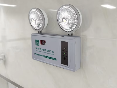 Fire Emergency Lighting Fixture With Two Lamps Wall Mounted Safety Equipment 3d model