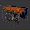 Portable Gasoline Generator With Orange Top Metal Frame Control Panel And Mechanical Parts