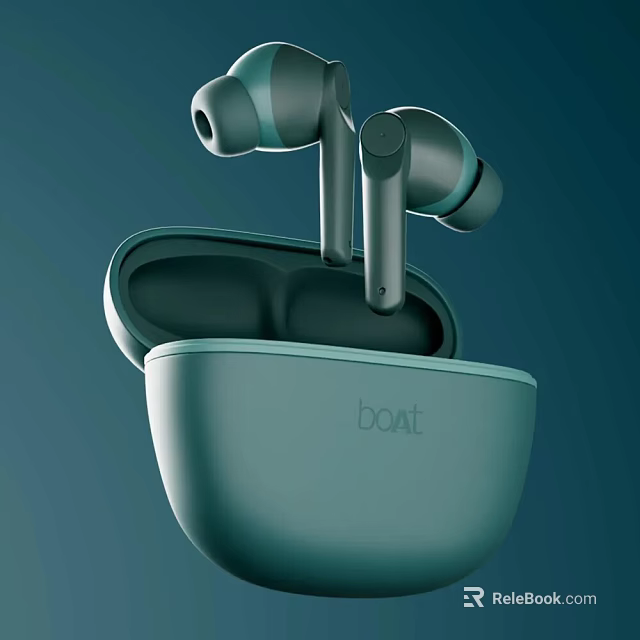 Boat In Ear Wireless Earbuds With Open Teal Charging Case Modern Design 3d model 